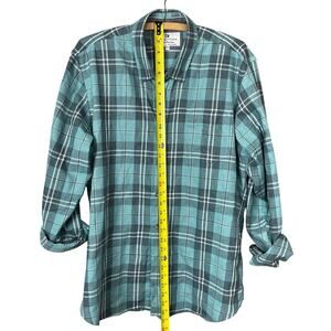 Men's Thread & Cloth Teal Blue Plaid Tartan Casual Button Down Long Sleeve Shirt